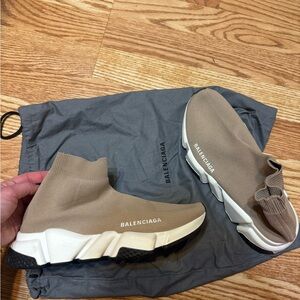 Balenciaga women’s Tan Speed Trainer Sneakers